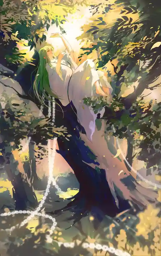 4k插画壁纸 - 树林 - 树荫 - 白衣「哲风壁纸」
