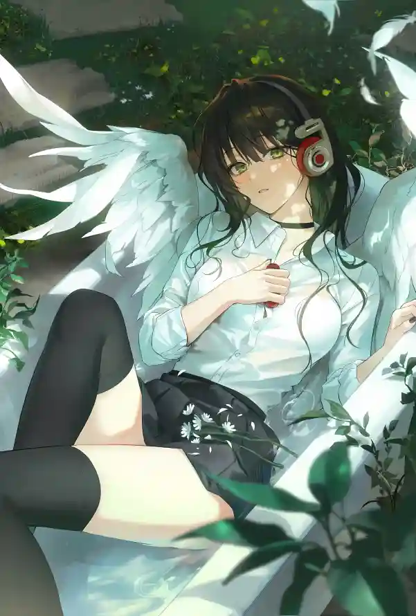 4k少女壁纸 - 树荫 - 白翼 - 绿植「哲风壁纸」