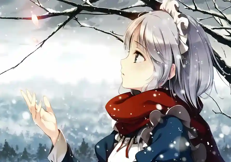 2k下雪壁纸-冬景 - 抬手-树枝「哲风壁纸」