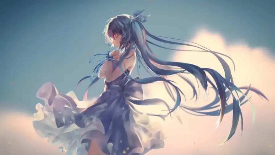 2k云朵壁纸-风 - 天空-少女「哲风壁纸」