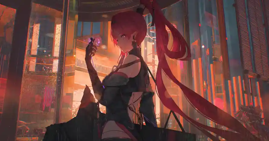 4k吟霖壁纸-夜晚 - 女性-红发「哲风壁纸」