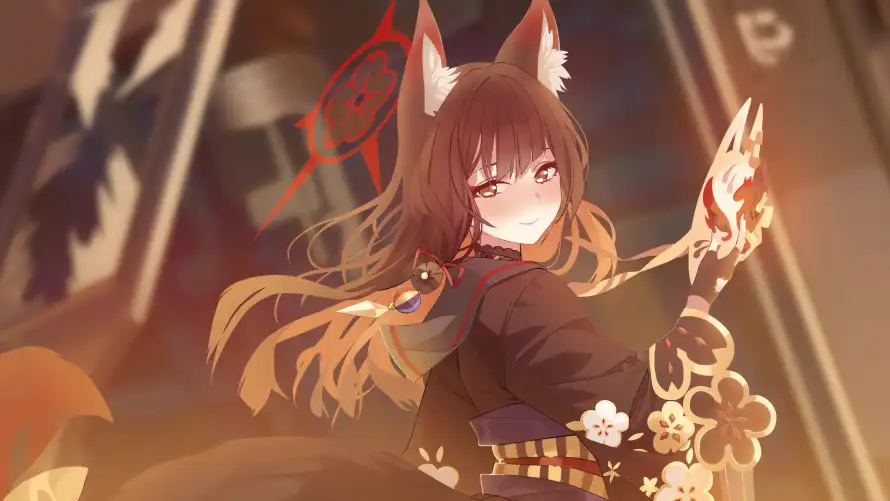 4k光环壁纸-少女 - 狐耳-金瞳「哲风壁纸」