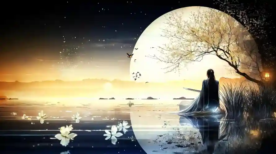 2k古风壁纸-圆月 - 壁纸-夜景「哲风壁纸」
