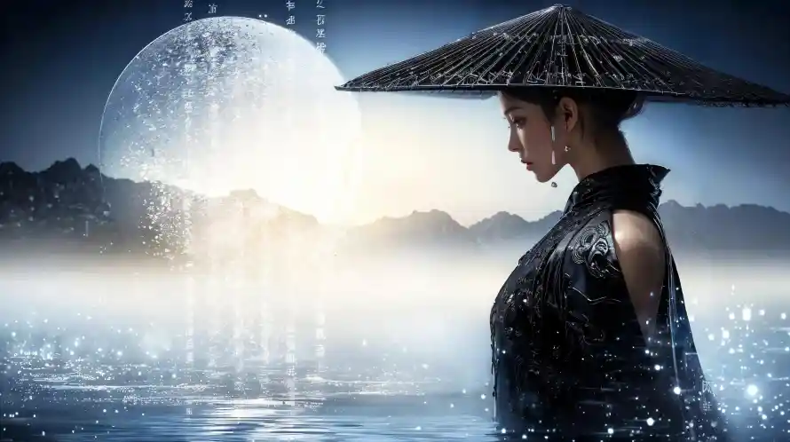 2k侧颜壁纸-国风 - 圆月-壁纸「哲风壁纸」