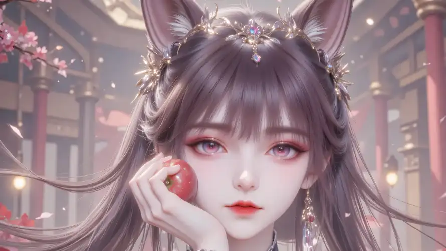 6k兔耳壁纸-古风 - 小舞-少女「哲风壁纸」