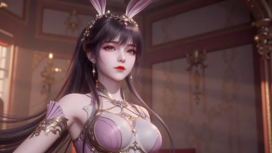 6k3D壁纸-兔耳 - 古风-室内「哲风壁纸」