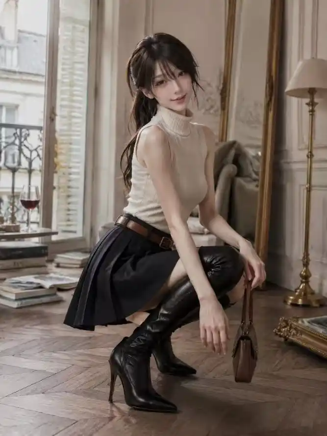 4k包包壁纸 - 室内 - 美女 - 靴子「哲风壁纸」