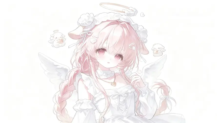 2k光环壁纸-萌 - 天使-少女「哲风壁纸」