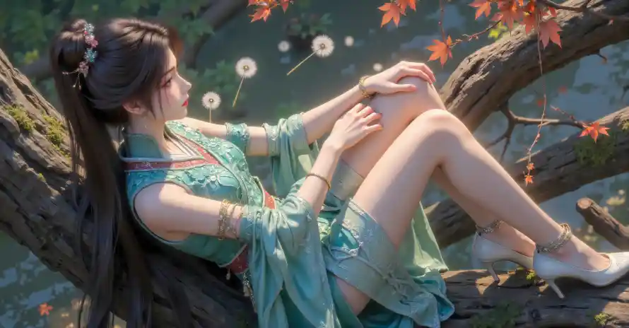 6k侧卧壁纸-发髻 - 古风-女修「哲风壁纸」