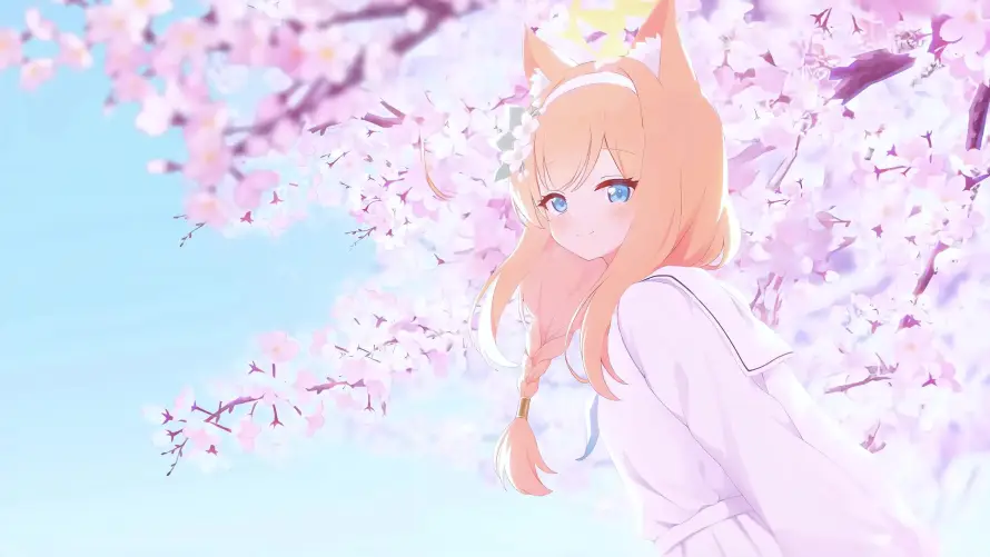 4k兽耳壁纸-少女 - 春日-樱花「哲风壁纸」