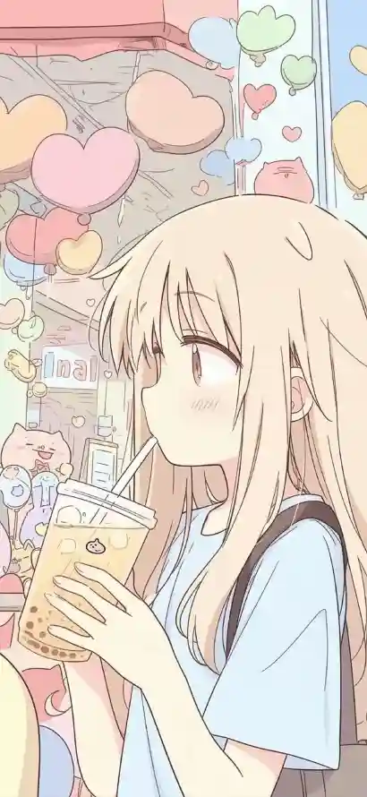4k卡通壁纸 - 奶茶 - 少女 - 插画「哲风壁纸」