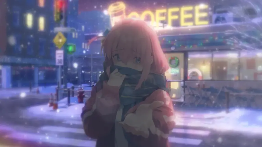 2k下雪壁纸-冬季 - 围巾-夜晚「哲风壁纸」