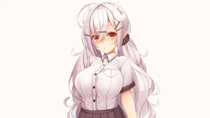 5k动漫壁纸-少女 - 眼镜-红瞳「哲风壁纸」