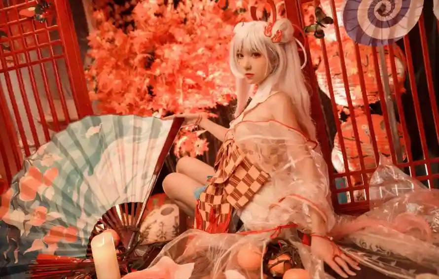 4k和服壁纸-和风 - 少女-折扇「哲风壁纸」