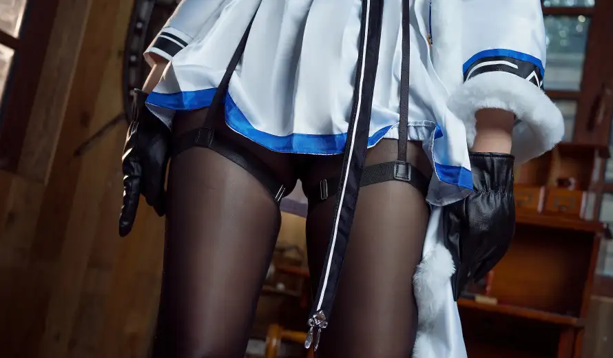 5k室内壁纸-黑丝 - 吊带袜-皮手套「哲风壁纸」