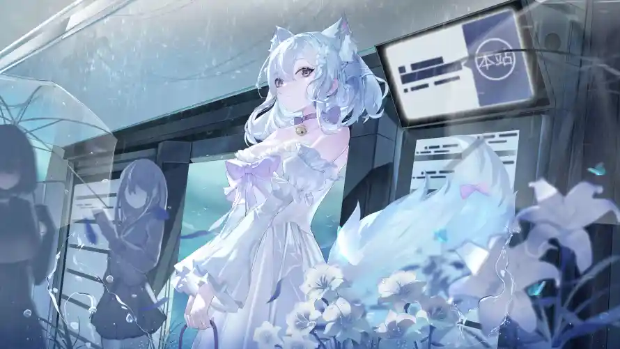 4k兽耳壁纸-地铁 - 少女-插画「哲风壁纸」