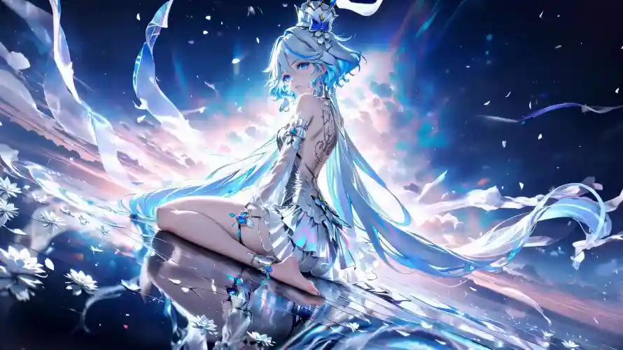 3k原神壁纸-坐姿 - 少女-星空「哲风壁纸」