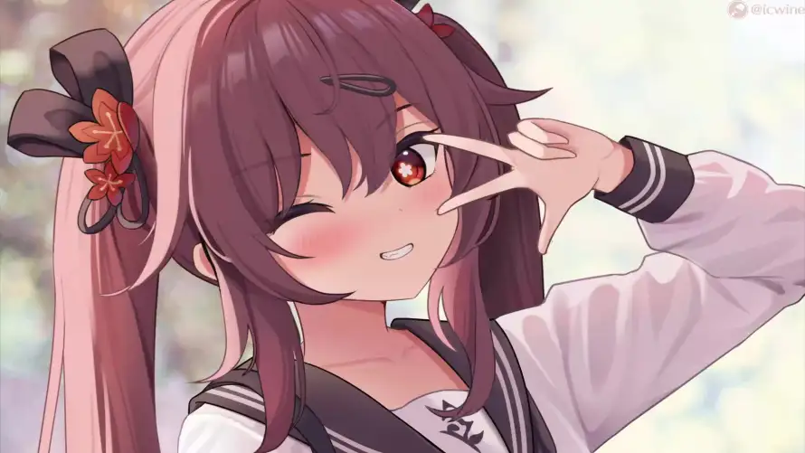 4k原神壁纸-少女 - 棕发-比耶「哲风壁纸」