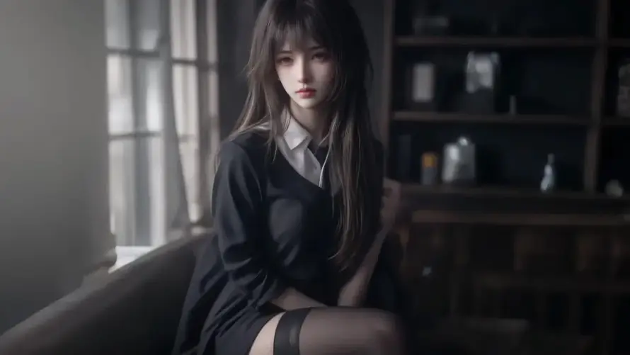 2k书架壁纸-女神 - 室内-少女「哲风壁纸」