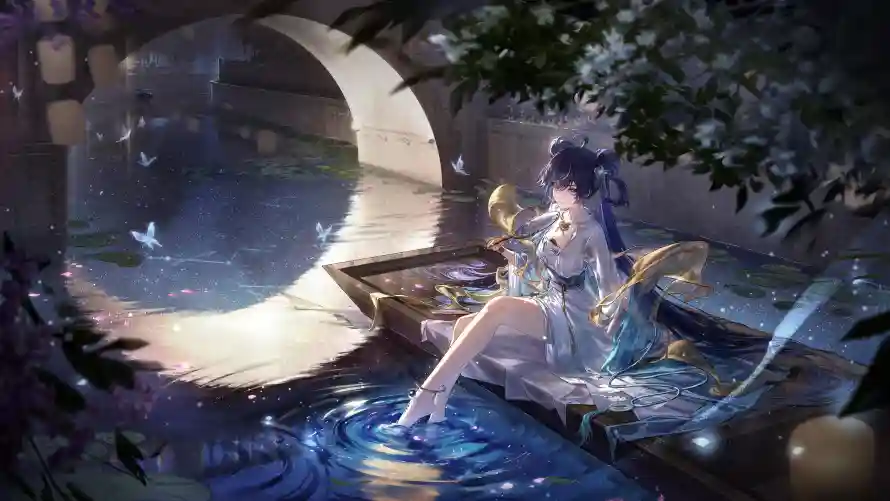 4k古风壁纸-壁纸 - 夜景-少女「哲风壁纸」