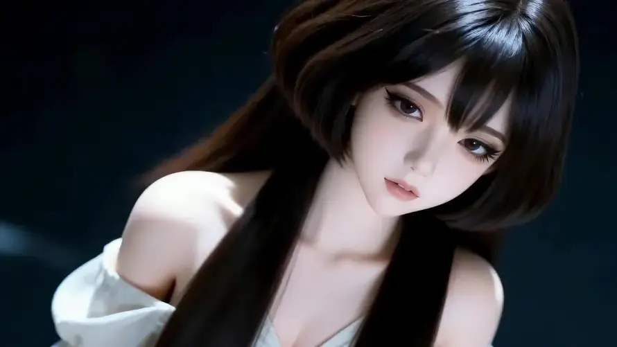 2k吊带壁纸-女神 - 少女-深蓝「哲风壁纸」