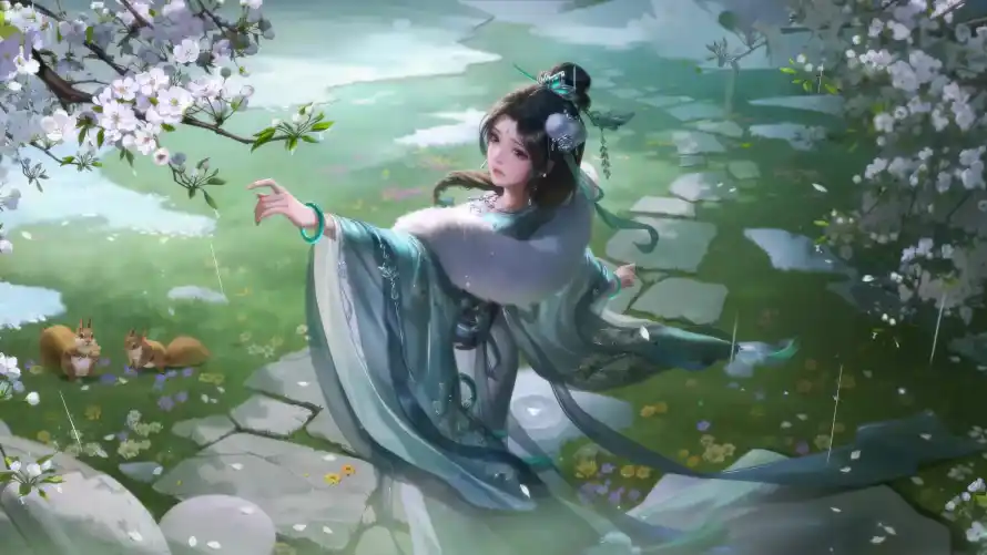 3k古风壁纸-国风 - 松鼠-梨花「哲风壁纸」