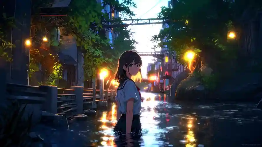 4k城市壁纸-夜晚 - 插画-日系「哲风壁纸」