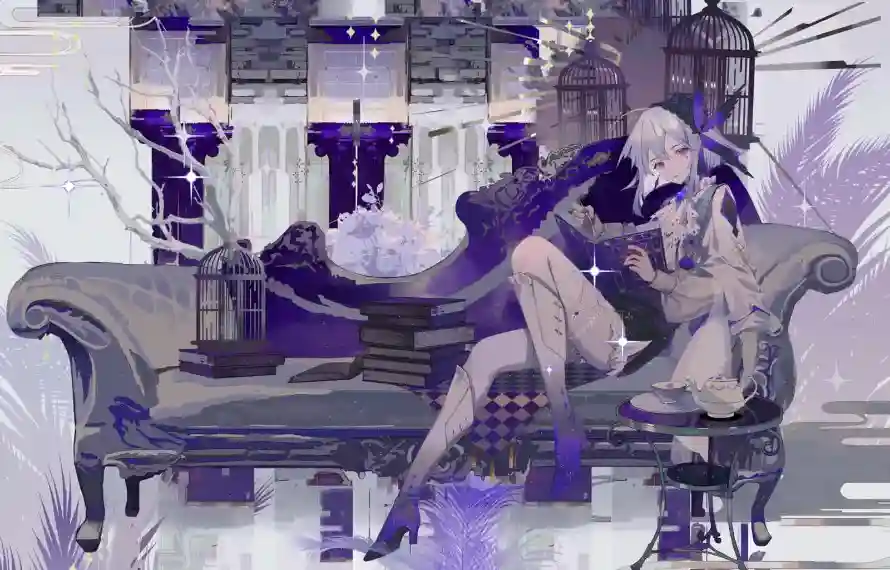 2k书籍壁纸-少女 - 鸟笼-二次元「哲风壁纸」