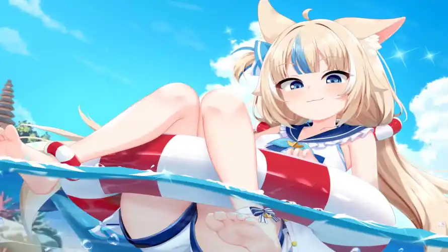 4k夏日壁纸-少女 - 海边-猫耳「哲风壁纸」