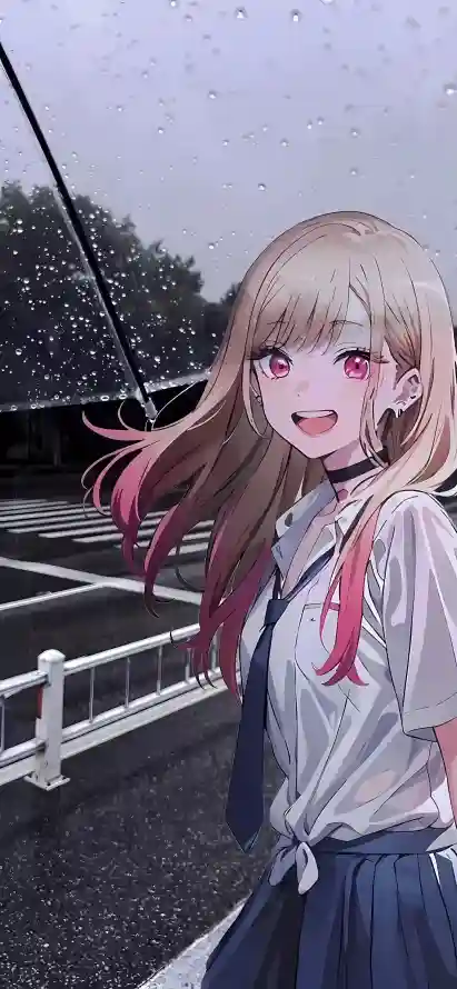 4k少女壁纸 - 街道 - 金发 - 雨天「哲风壁纸」