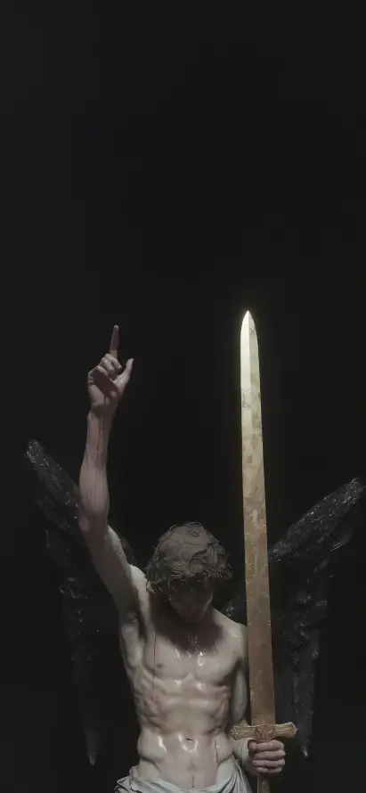 4k天使壁纸 - 男性 - 长剑 - 雕像「哲风壁纸」