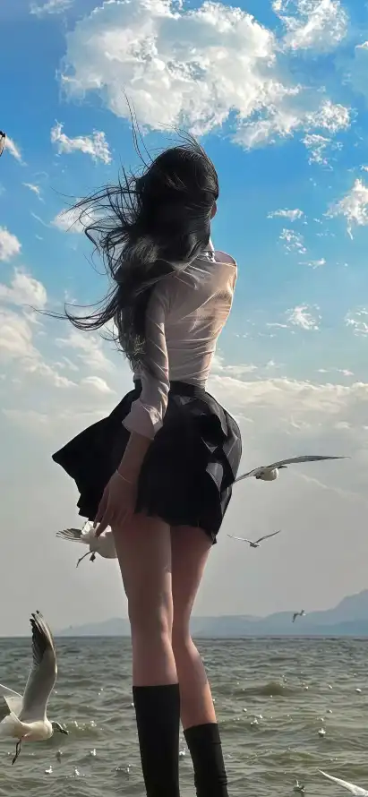 4k壁纸壁纸 - 女生 - 手机 - 海边「哲风壁纸」