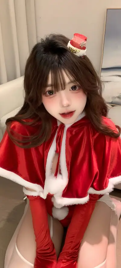 4k卷发壁纸 - 圣诞 - 少女 - 居家「哲风壁纸」