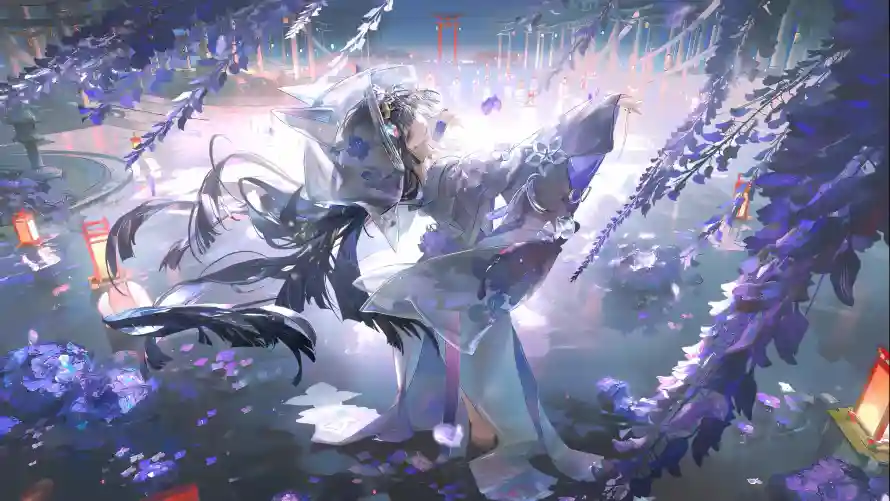 4k少女壁纸-灯笼 - 羽毛-翅膀「哲风壁纸」
