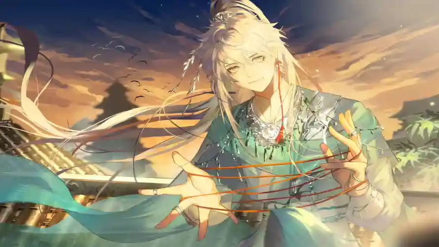 4k古琴壁纸-古风 - 白发-美男「哲风壁纸」