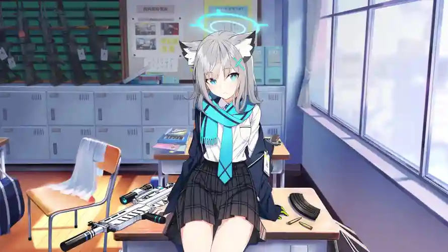 4k光环壁纸-兽耳 - 少女-教室「哲风壁纸」