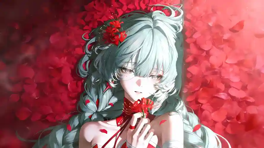 3k少女壁纸-绿发 - 露肩-鸣潮「哲风壁纸」