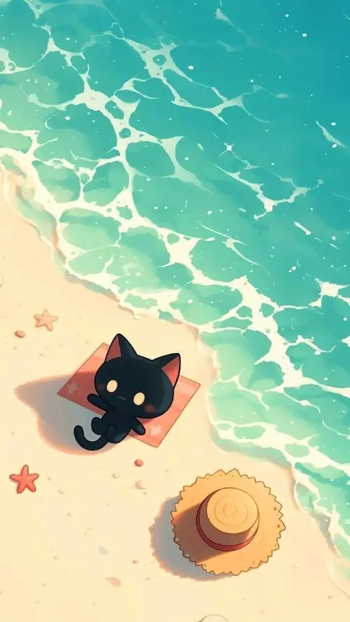 4k卡通壁纸 - 猫 - 夏日 - 插画「哲风壁纸」