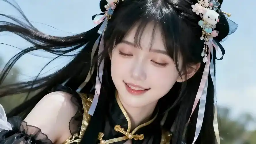 2k丝带壁纸-发饰 - 古风-女神「哲风壁纸」