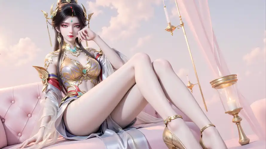 8k3D壁纸-古风 - 坐姿-天空「哲风壁纸」