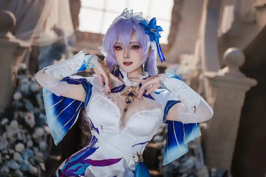 2k白裙壁纸-蓝色 - 鲜花-cos「哲风壁纸」