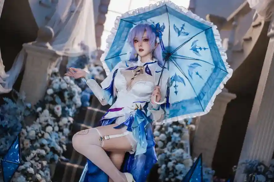 2k写真壁纸-少女 - 白丝-紫发「哲风壁纸」