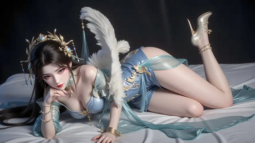 3k3D壁纸-侧卧 - 古风-美女「哲风壁纸」