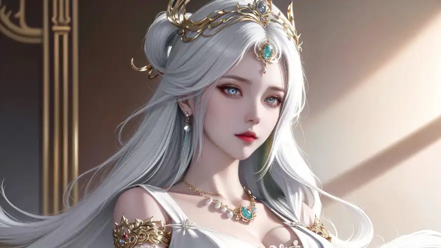 6k3D壁纸-海神 - 白衣-神女「哲风壁纸」