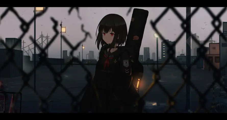 5k城市壁纸-女孩 - 少女-武器「哲风壁纸」