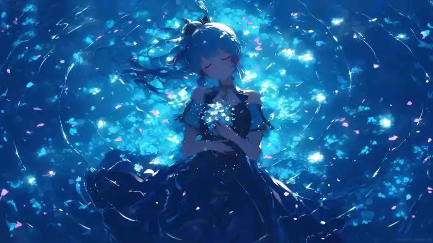 4k光影壁纸-少女 - 水下-荧光「哲风壁纸」