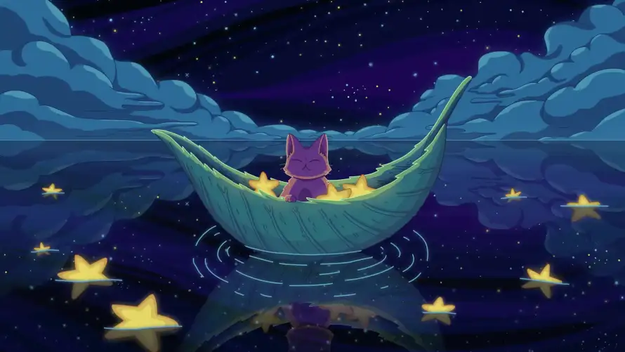 4k云朵壁纸-倒影 - 夜晚-小猫「哲风壁纸」