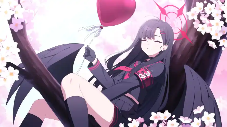 4k光环壁纸-制服 - 少女-微笑「哲风壁纸」