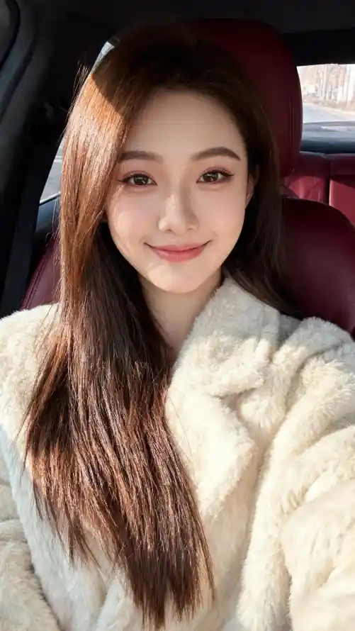 4k美女壁纸 - 车内 - 长发 - 少女自拍「哲风壁纸」
