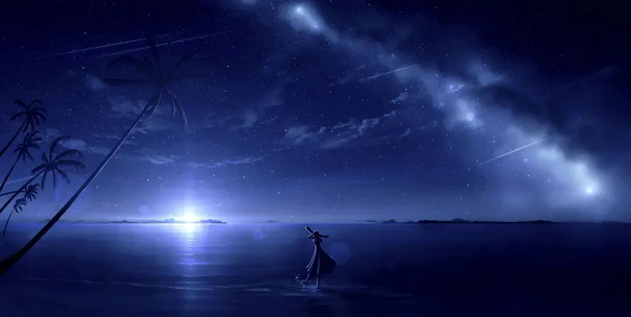 3k云层壁纸-夜空 - 岸边-星空「哲风壁纸」